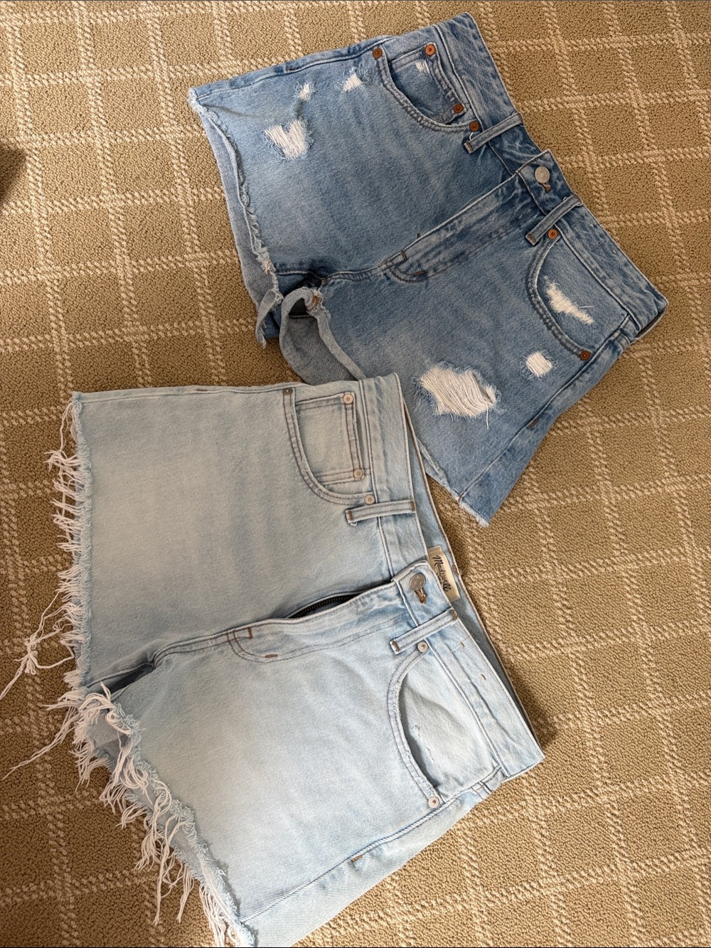 Two pairs of Madewell relaxed denim shorts
